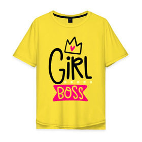 Мужская футболка хлопок Oversize с принтом Girl Boss в городе Новоалтайск, 100% хлопок | свободный крой, круглый ворот, “спинка” длиннее передней части | девочка | девчачья
