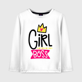 Детский лонгслив хлопок с принтом Girl Boss в городе Новоалтайск, 100% хлопок | круглый вырез горловины, полуприлегающий силуэт, длина до линии бедер | девочка | девчачья