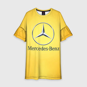 Детское платье 3D с принтом Yellow Benz в городе Новоалтайск, 100% полиэстер | прямой силуэт, чуть расширенный к низу. Круглая горловина, на рукавах — воланы | car | mercedes | авто | мерседес