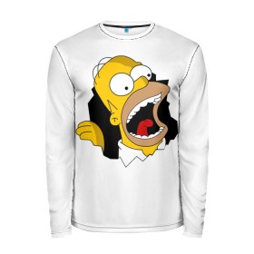 Мужской лонгслив 3D с принтом The Simpsons в городе Новоалтайск, 100% полиэстер | длинные рукава, круглый вырез горловины, полуприлегающий силуэт | гомер | крик | симпсоны | спрингфилд