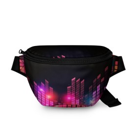 Поясная сумка 3D с принтом Equalizer light в городе Новоалтайск, 100% полиэстер | плотная ткань, ремень с регулируемой длиной, внутри несколько карманов для мелочей, основное отделение и карман с обратной стороны сумки застегиваются на молнию | color | colour | glim | glow | light | lights | shine | world
