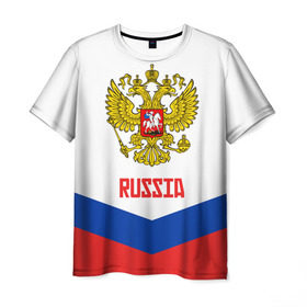 Мужская футболка 3D с принтом RUSSIA HOCKEY в городе Новоалтайск, 100% полиэфир | прямой крой, круглый вырез горловины, длина до линии бедер | Тематика изображения на принте: 2015 | 2016 | 2017 | hockey | hokey | ru | russia | russian | team | герб | россии | россия | ру | сборная | состав | хоккей | чм | чм2017
