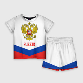 Детский костюм с шортами 3D с принтом RUSSIA HOCKEY в городе Новоалтайск,  |  | Тематика изображения на принте: 2015 | 2016 | 2017 | hockey | hokey | ru | russia | russian | team | герб | россии | россия | ру | сборная | состав | хоккей | чм | чм2017