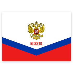 Поздравительная открытка с принтом RUSSIA HOCKEY в городе Новоалтайск, 100% бумага | плотность бумаги 280 г/м2, матовая, на обратной стороне линовка и место для марки
 | 2015 | 2016 | 2017 | hockey | hokey | ru | russia | russian | team | герб | россии | россия | ру | сборная | состав | хоккей | чм | чм2017