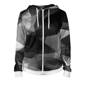 Женская толстовка 3D на молнии с принтом Camo - Black & White (Чёрно-белый камуфляж) в городе Новоалтайск, 100% полиэстер | длина до линии бедра, манжеты и пояс оформлены мягкой тканевой резинкой, двухслойный капюшон со шнурком для регулировки, спереди молния, по бокам два кармана | 0x000000123 | camo | камуфляж | чёрно белый