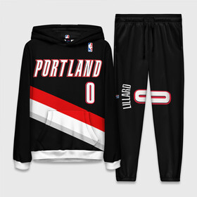 Женский костюм 3D (с толстовкой) с принтом Форма Portland Trail Blazers чёрная в городе Новоалтайск,  |  | nba