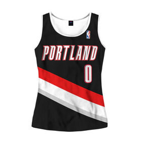 Женская майка 3D с принтом Форма Portland Trail Blazers чёрная в городе Новоалтайск, 100% полиэстер | круглая горловина, прямой силуэт, длина до линии бедра | nba