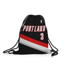Рюкзак-мешок 3D с принтом Форма Portland Trail Blazers чёрная в городе Новоалтайск, 100% полиэстер | плотность ткани — 200 г/м2, размер — 35 х 45 см; лямки — толстые шнурки, застежка на шнуровке, без карманов и подкладки | nba