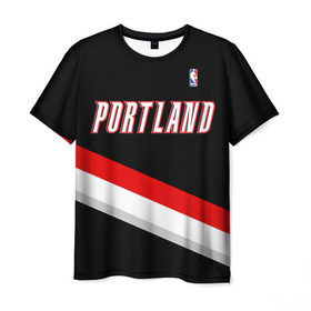 Мужская футболка 3D с принтом Форма Portland Trail Blazers чёрная в городе Новоалтайск, 100% полиэфир | прямой крой, круглый вырез горловины, длина до линии бедер | nba