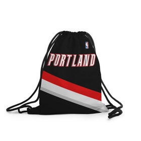 Рюкзак-мешок 3D с принтом Форма Portland Trail Blazers чёрная в городе Новоалтайск, 100% полиэстер | плотность ткани — 200 г/м2, размер — 35 х 45 см; лямки — толстые шнурки, застежка на шнуровке, без карманов и подкладки | nba