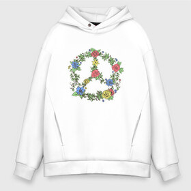 Мужское худи Oversize хлопок с принтом peace flowers в городе Новоалтайск, френч-терри — 70% хлопок, 30% полиэстер. Мягкий теплый начес внутри —100% хлопок | боковые карманы, эластичные манжеты и нижняя кромка, капюшон на магнитной кнопке | Тематика изображения на принте: flowers | peace | мир | цветы