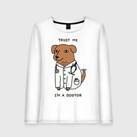 Женский лонгслив хлопок с принтом Dogtor в городе Новоалтайск, 100% хлопок |  | dogtor | догтор | доктор | собака
