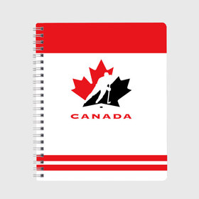 Тетрадь с принтом TEAM CANADA в городе Новоалтайск, 100% бумага | 48 листов, плотность листов — 60 г/м2, плотность картонной обложки — 250 г/м2. Листы скреплены сбоку удобной пружинной спиралью. Уголки страниц и обложки скругленные. Цвет линий — светло-серый
 | 2017 | canada | team | teamcanada | канада | мира | россия | хоккей | чемпионат | чм2017