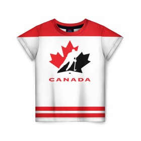 Детская футболка 3D с принтом TEAM CANADA в городе Новоалтайск, 100% гипоаллергенный полиэфир | прямой крой, круглый вырез горловины, длина до линии бедер, чуть спущенное плечо, ткань немного тянется | 2017 | canada | team | teamcanada | канада | мира | россия | хоккей | чемпионат | чм2017