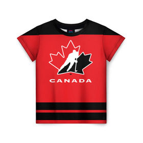 Детская футболка 3D с принтом TEAM CANADA в городе Новоалтайск, 100% гипоаллергенный полиэфир | прямой крой, круглый вырез горловины, длина до линии бедер, чуть спущенное плечо, ткань немного тянется | Тематика изображения на принте: 2017 | canada | hochey | team | teamcanada | канада | мира | россия | хоккей | чемпионат | чм2017