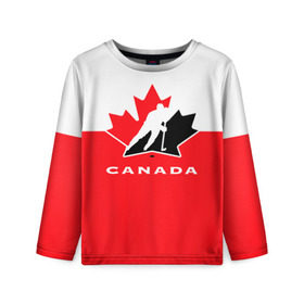 Детский лонгслив 3D с принтом TEAM CANADA в городе Новоалтайск, 100% полиэстер | длинные рукава, круглый вырез горловины, полуприлегающий силуэт
 | 2017 | canada | hochey | team | teamcanada | канада | мира | россия | хоккей | чемпионат | чм2017