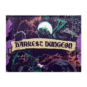 Обложка для студенческого билета с принтом Darkest Dungeon в городе Новоалтайск, натуральная кожа | Размер: 11*8 см; Печать на всей внешней стороне | Тематика изображения на принте: darkest dungeon | замок | игра | логотип | рыцарь | темные подземелья | тьма | череп | чумной доктор