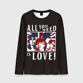 Мужской лонгслив 3D с принтом All You Need Is Love в городе Новоалтайск, 100% полиэстер | длинные рукава, круглый вырез горловины, полуприлегающий силуэт | all | beatles | is | love | need | rock | you | битлз | ленон | любовь | музыка | о.м.с.к. | рок