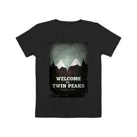 Детская футболка хлопок с принтом Twin Peaks в городе Новоалтайск, 100% хлопок | круглый вырез горловины, полуприлегающий силуэт, длина до линии бедер | twin peaks | дэвид линч | лес | лора палмер | сова | твин пикс | туман