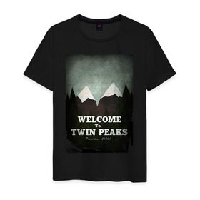 Мужская футболка хлопок с принтом Twin Peaks в городе Новоалтайск, 100% хлопок | прямой крой, круглый вырез горловины, длина до линии бедер, слегка спущенное плечо. | Тематика изображения на принте: twin peaks | дэвид линч | лес | лора палмер | сова | твин пикс | туман