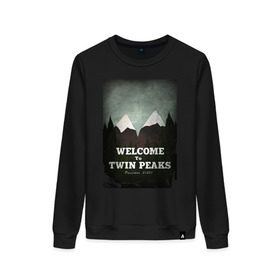 Женский свитшот хлопок с принтом Twin Peaks в городе Новоалтайск, 100% хлопок | прямой крой, круглый вырез, на манжетах и по низу широкая трикотажная резинка  | twin peaks | дэвид линч | лес | лора палмер | сова | твин пикс | туман