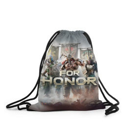 Рюкзак-мешок 3D с принтом For honor 4 в городе Новоалтайск, 100% полиэстер | плотность ткани — 200 г/м2, размер — 35 х 45 см; лямки — толстые шнурки, застежка на шнуровке, без карманов и подкладки | Тематика изображения на принте: for honor | honor | samurai | templar | viking | vikings | викинг | крестоносец | самурай | тамплиер