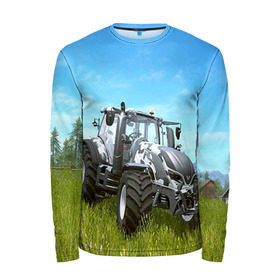 Мужской лонгслив 3D с принтом Farming simulator 1 в городе Новоалтайск, 100% полиэстер | длинные рукава, круглый вырез горловины, полуприлегающий силуэт | farming | simulator | трактор | фермер