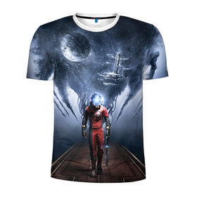 Мужская футболка 3D спортивная с принтом Prey 1 в городе Новоалтайск, 100% полиэстер с улучшенными характеристиками | приталенный силуэт, круглая горловина, широкие плечи, сужается к линии бедра | prey | космос | прей | прэй