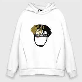Мужское худи Oversize хлопок с принтом xxxtentacion в городе Новоалтайск, френч-терри — 70% хлопок, 30% полиэстер. Мягкий теплый начес внутри —100% хлопок | боковые карманы, эластичные манжеты и нижняя кромка, капюшон на магнитной кнопке | iwkyasap | tentacion | xxx | xxxtentacion | реп