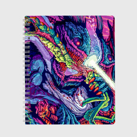 Тетрадь с принтом Hyper beast в городе Новоалтайск, 100% бумага | 48 листов, плотность листов — 60 г/м2, плотность картонной обложки — 250 г/м2. Листы скреплены сбоку удобной пружинной спиралью. Уголки страниц и обложки скругленные. Цвет линий — светло-серый
 | counter strike | cs | cs go | global offensive | hyper beast | гипер зверь | гиперзверь | контр страйк | контра | кс | тату | татуировка | яркая