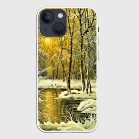 Чехол для iPhone 13 mini с принтом Сказочная зима в городе Новоалтайск,  |  | верхушки | вершины | горы | ели | ёлки | ёлочки | зима | красота | лес | небо | облака | пасмурно | пейзаж | сказка | сказочно | снег | сугробы | тени | тучи | холмы | чудесно