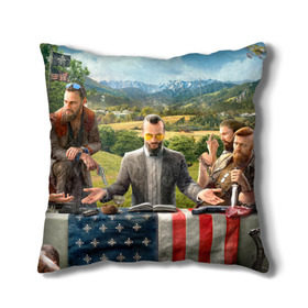 Подушка 3D с принтом Far Cry 5 в городе Новоалтайск, наволочка – 100% полиэстер, наполнитель – холлофайбер (легкий наполнитель, не вызывает аллергию). | состоит из подушки и наволочки. Наволочка на молнии, легко снимается для стирки | farcry | фар край | фаркрай
