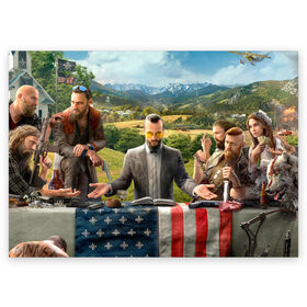 Поздравительная открытка с принтом Far Cry 5 в городе Новоалтайск, 100% бумага | плотность бумаги 280 г/м2, матовая, на обратной стороне линовка и место для марки
 | farcry | фар край | фаркрай