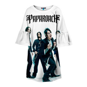 Детское платье 3D с принтом Paparoach 5 в городе Новоалтайск, 100% полиэстер | прямой силуэт, чуть расширенный к низу. Круглая горловина, на рукавах — воланы | Тематика изображения на принте: papa | papa roach | roach | альтернативный | группа | джекоби шэддикс | джерри хортон | метал | ню | нюметал | палермо | папа | папароач | папароч | роач | рок | роч | рэп | хард | хардрок | эсперанс