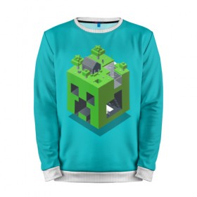 Мужской свитшот 3D с принтом Minecraft в городе Новоалтайск, 100% полиэстер с мягким внутренним слоем | круглый вырез горловины, мягкая резинка на манжетах и поясе, свободная посадка по фигуре | 