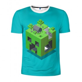 Мужская футболка 3D спортивная с принтом Minecraft в городе Новоалтайск, 100% полиэстер с улучшенными характеристиками | приталенный силуэт, круглая горловина, широкие плечи, сужается к линии бедра | 