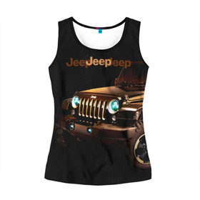 Женская майка 3D с принтом Jeep в городе Новоалтайск, 100% полиэстер | круглая горловина, прямой силуэт, длина до линии бедра | brand | car | chrysler | jeep | logo | usa | автомобиль | джип | крайслер | логотип | марка | сша