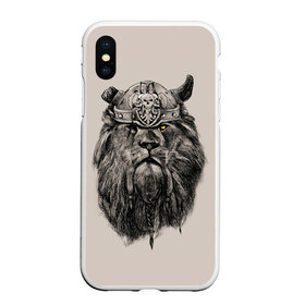 Чехол для iPhone XS Max матовый с принтом Старый воин в городе Новоалтайск, Силикон | Область печати: задняя сторона чехла, без боковых панелей | Тематика изображения на принте: борода | взгляд | викинг | воин | грива | косы | лев | рога | череп | шлем