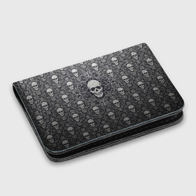 Картхолдер с принтом с принтом Black Milk - Skulls - Черепа в городе Новоалтайск, натуральная матовая кожа | размер 7,3 х 10 см; кардхолдер имеет 4 кармана для карт; | Тематика изображения на принте: black milk | metall | pattern | rock | skulls | патерн | узор | череп | черепа | черная