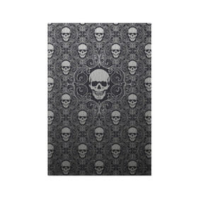 Обложка для паспорта матовая кожа с принтом Black Milk - Skulls - Черепа в городе Новоалтайск, натуральная матовая кожа | размер 19,3 х 13,7 см; прозрачные пластиковые крепления | Тематика изображения на принте: black milk | metall | pattern | rock | skulls | патерн | узор | череп | черепа | черная
