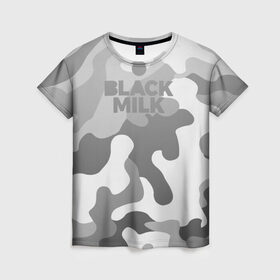 Женская футболка 3D с принтом Black Milk Серый Камуфляж в городе Новоалтайск, 100% полиэфир ( синтетическое хлопкоподобное полотно) | прямой крой, круглый вырез горловины, длина до линии бедер | black milk | camo | camouflage | gray | pattern | камо | кмуфляж | серый | узор | черное молоко