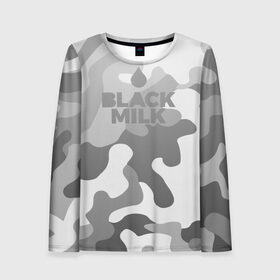 Женский лонгслив 3D с принтом Black Milk Серый Камуфляж в городе Новоалтайск, 100% полиэстер | длинные рукава, круглый вырез горловины, полуприлегающий силуэт | black milk | camo | camouflage | gray | pattern | камо | кмуфляж | серый | узор | черное молоко