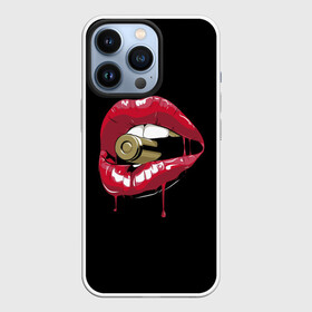 Чехол для iPhone 13 Pro с принтом Пуля в зубах в городе Новоалтайск,  |  | губы | золотой зуб | краска | красная помада | красный | пуля