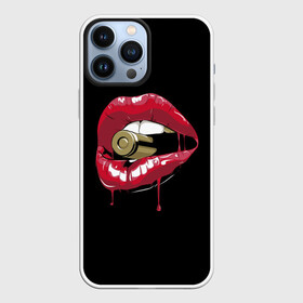 Чехол для iPhone 13 Pro Max с принтом Пуля в зубах в городе Новоалтайск,  |  | губы | золотой зуб | краска | красная помада | красный | пуля