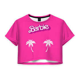 Женская футболка 3D укороченная с принтом Barbie пальмы в городе Новоалтайск, 100% полиэстер | круглая горловина, длина футболки до линии талии, рукава с отворотами | badgirl | barbie | beach party | beaches | bride | crew | girl | girlfriends | henparty | pink | power | princess | real girls | superbride | team | девичник | для влюбленных | для подруг | замуж | море | невеста | отдых | пляж | пляжная вечеринка | подру