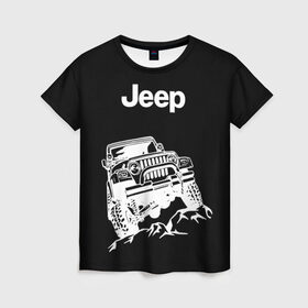 Женская футболка 3D с принтом Jeep в городе Новоалтайск, 100% полиэфир ( синтетическое хлопкоподобное полотно) | прямой крой, круглый вырез горловины, длина до линии бедер | автомобиль | джип | марка | машина
