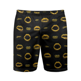 Мужские шорты 3D спортивные с принтом Губы в городе Новоалтайск,  |  | 2k17 | gold | golden | lips | style | swag | teeth | губы | золото | золотые губы | золотые зубы | зубы | мода | паттерн | поцелуй | рот | стиль | текстура