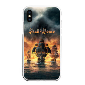 Чехол для iPhone XS Max матовый с принтом Skull and Bones в городе Новоалтайск, Силикон | Область печати: задняя сторона чехла, без боковых панелей | игра | корабль | кости | море | огонь | пират | пламя | череп