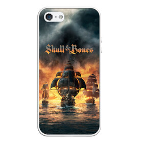 Чехол для iPhone 5/5S матовый с принтом Skull and Bones в городе Новоалтайск, Силикон | Область печати: задняя сторона чехла, без боковых панелей | игра | корабль | кости | море | огонь | пират | пламя | череп