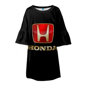 Детское платье 3D с принтом Honda в городе Новоалтайск, 100% полиэстер | прямой силуэт, чуть расширенный к низу. Круглая горловина, на рукавах — воланы | авот | марка | машина | хонда